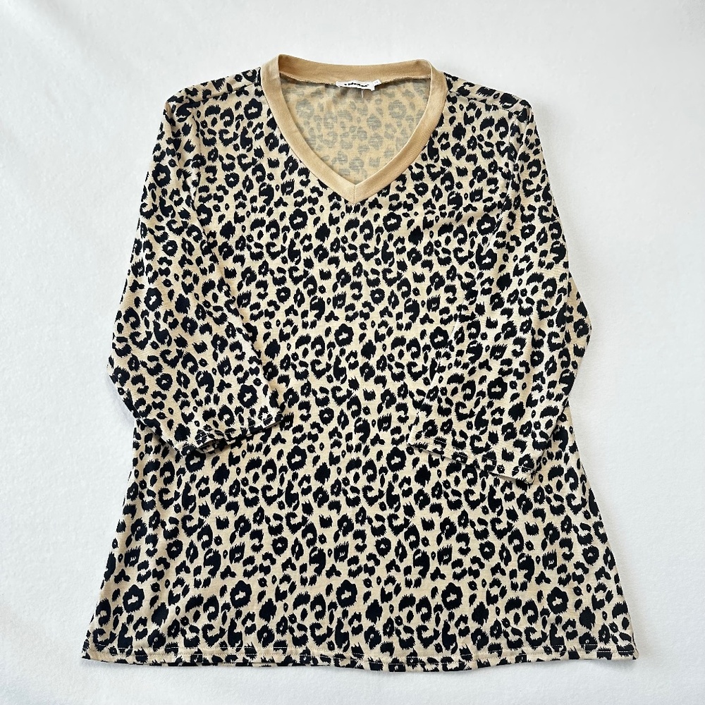 Yidarton Women’s Leopard Print 3/4 Sleeve T-Shirt Top Size Large